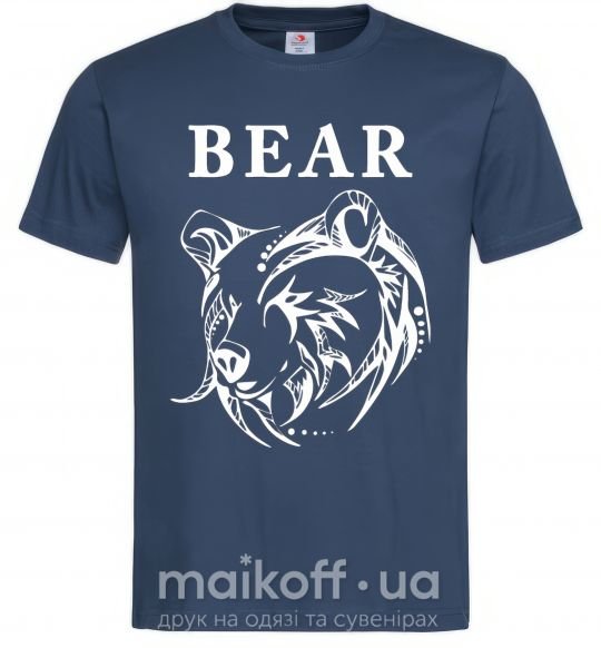 Мужская футболка Bear ч/б изображение Темно-синий фото