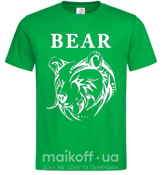 Мужская футболка Bear ч/б изображение Зеленый фото