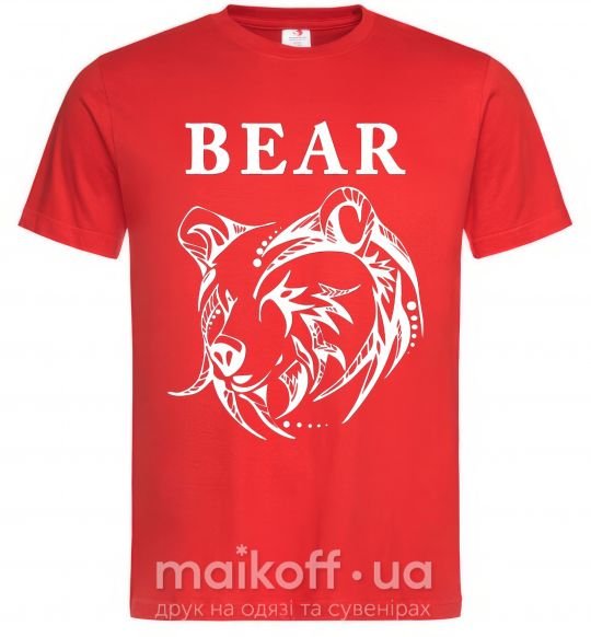 Мужская футболка Bear ч/б изображение Красный фото