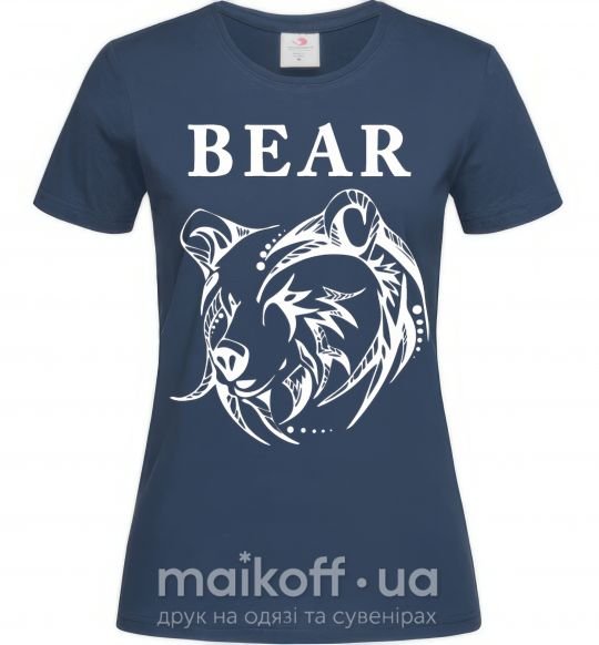 Жіноча футболка Bear ч/б изображение Темно-синій фото