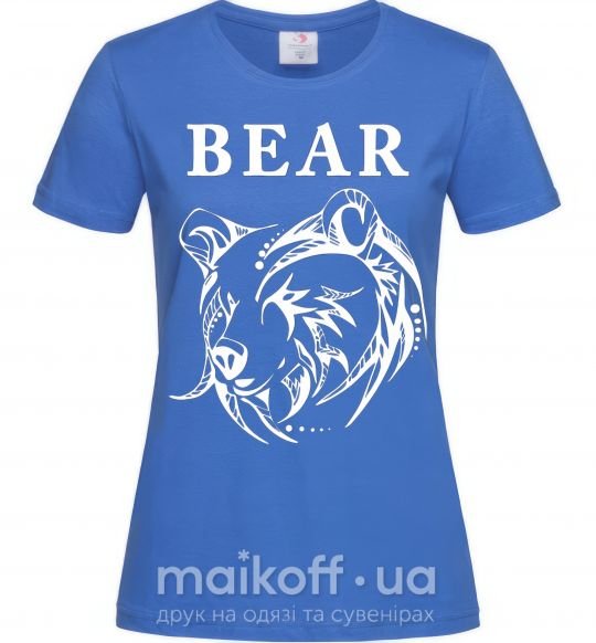 Жіноча футболка Bear ч/б изображение Яскраво-синій фото