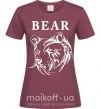 Женская футболка Bear ч/б изображение Бордовый фото