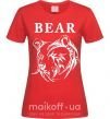 Женская футболка Bear ч/б изображение Красный фото