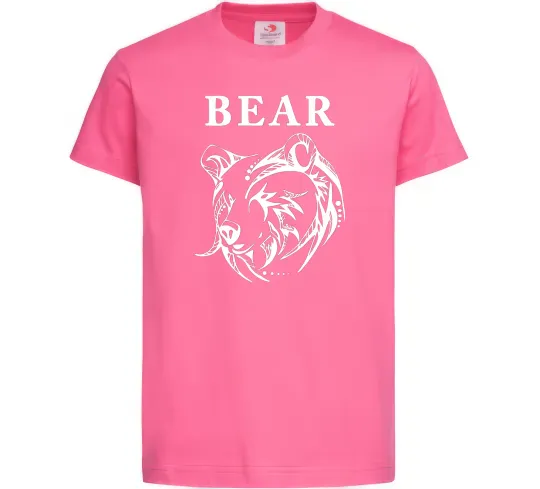 Детская футболка Bear ч/б зображення Ярко-розовый фото