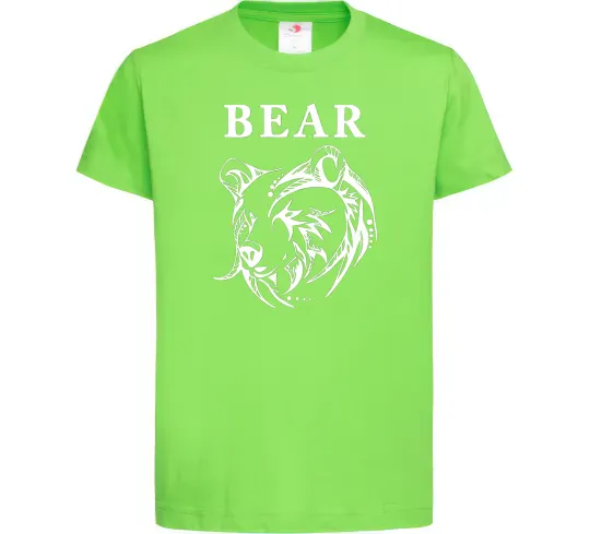 Детская футболка Bear ч/б зображення Лаймовый фото