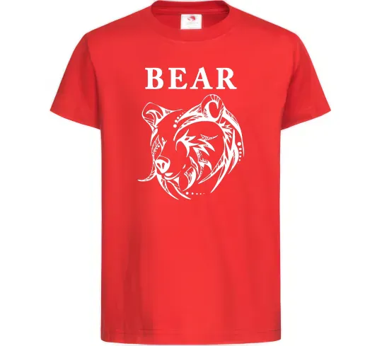 Детская футболка Bear ч/б зображення Красный фото
