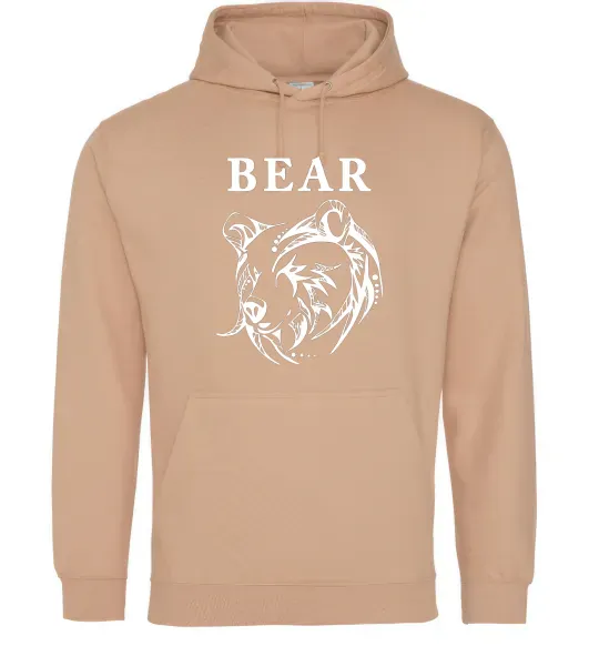 Жіноча толстовка (худі) Bear ч/б зображення Пісочний фото