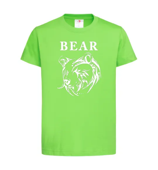 Детская футболка Bear ч/б зображення Лаймовый фото
