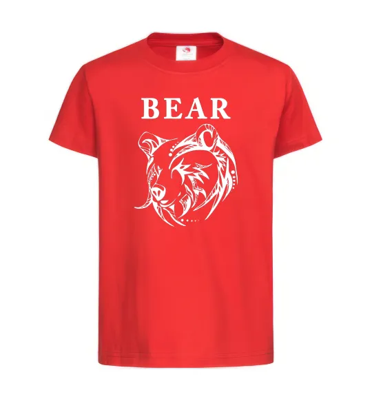 Детская футболка Bear ч/б зображення Красный фото