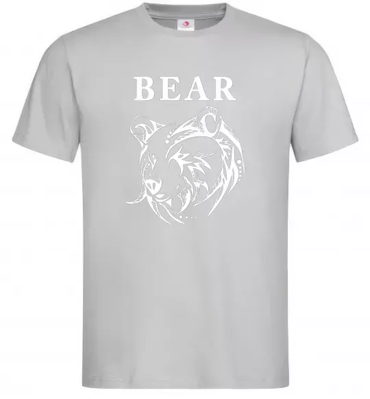 Мужская футболка Bear ч/б зображення Серый фото