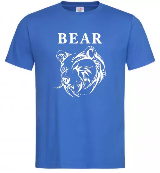 Мужская футболка Bear ч/б зображення Ярко-синий фото