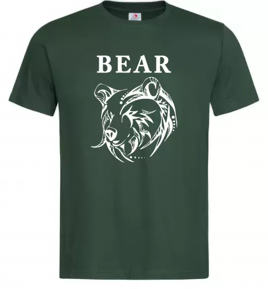 Мужская футболка Bear ч/б зображення Темно-зеленый фото