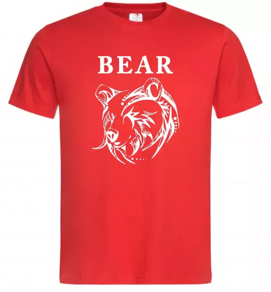Мужская футболка Bear ч/б зображення Красный фото