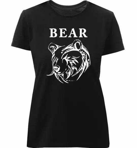 Женская премиум футболка Bear ч/б зображення Черный фото