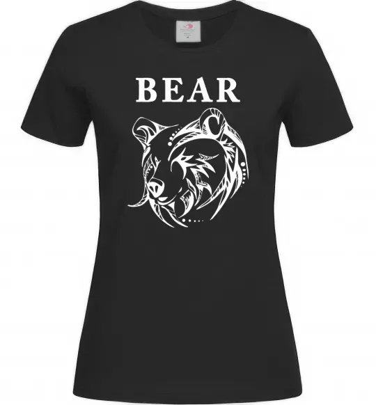 Жіноча футболка Bear ч/б зображення Чорний фото