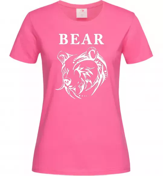 Жіноча футболка Bear ч/б зображення Яскраво-рожевий фото