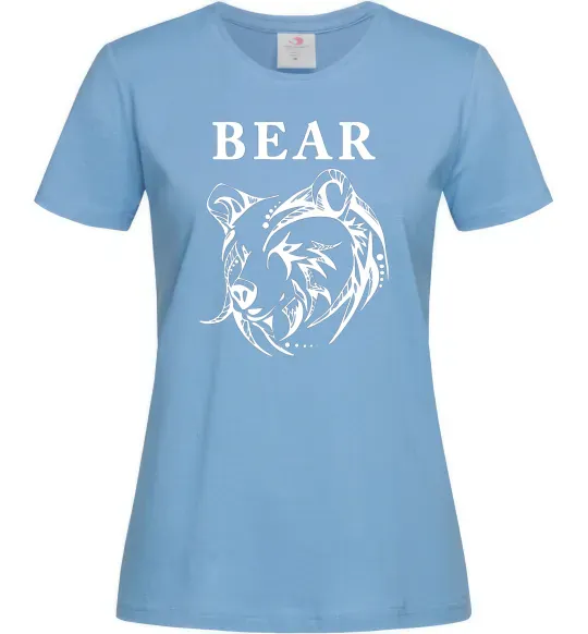 Жіноча футболка Bear ч/б зображення Блакитний фото