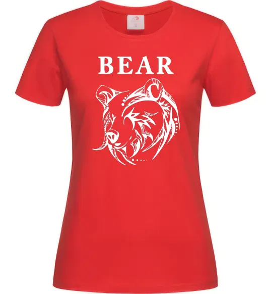 Жіноча футболка Bear ч/б зображення Червоний фото
