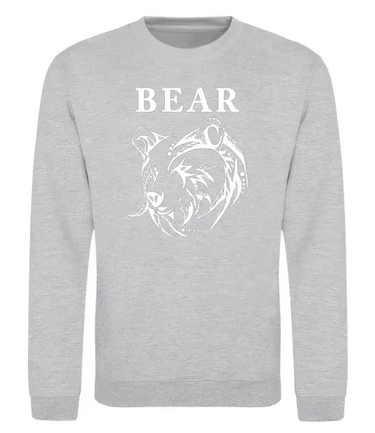 Світшот Bear ч/б зображення Сірий меланж фото