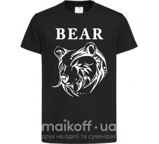 Дитяча футболка Bear ч/б изображение Чорний фото