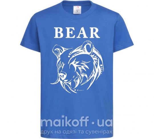 Детская футболка Bear ч/б изображение Ярко-синий фото