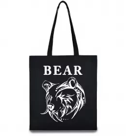 Эко-сумка Bear ч/б зображення Черный фото