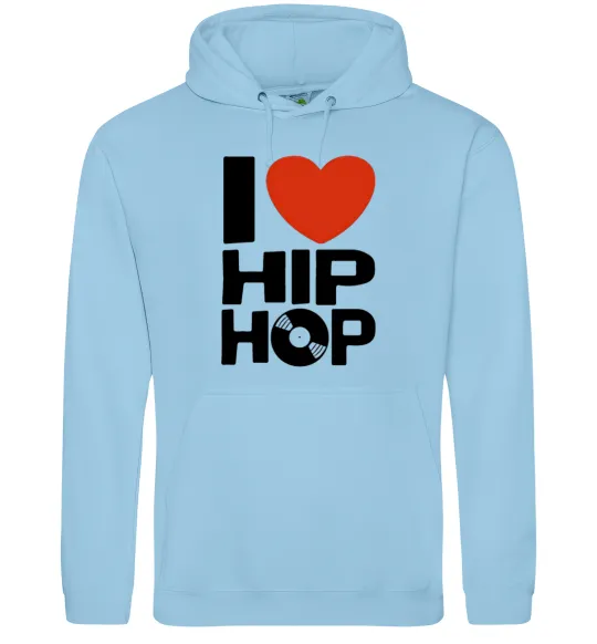 Жіноча толстовка (худі) I love HIP-HOP Блакитний фото
