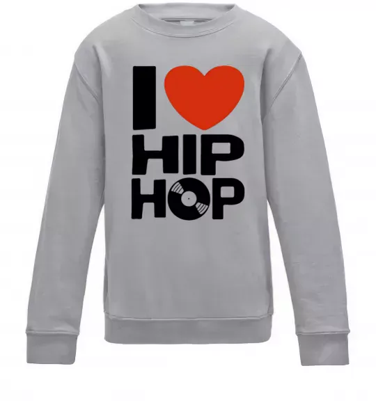 Дитячий світшот I love HIP-HOP Сірий меланж фото