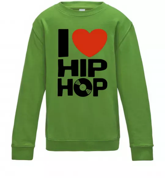 Дитячий світшот I love HIP-HOP Лаймовий фото