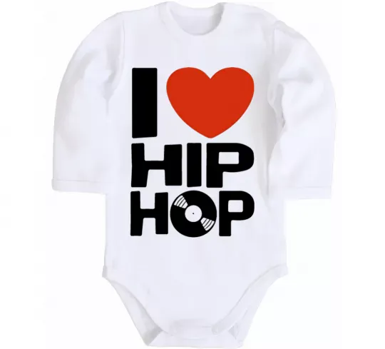 Дитячий бодік I love HIP-HOP Білий фото