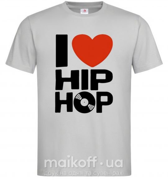 Чоловіча футболка I love HIP-HOP Сірий фото