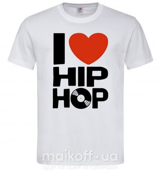 Чоловіча футболка I love HIP-HOP Білий фото