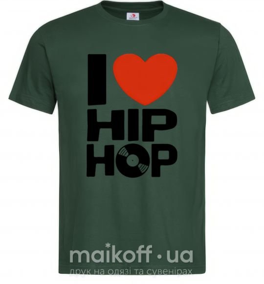 Мужская футболка I love HIP-HOP Темно-зеленый фото