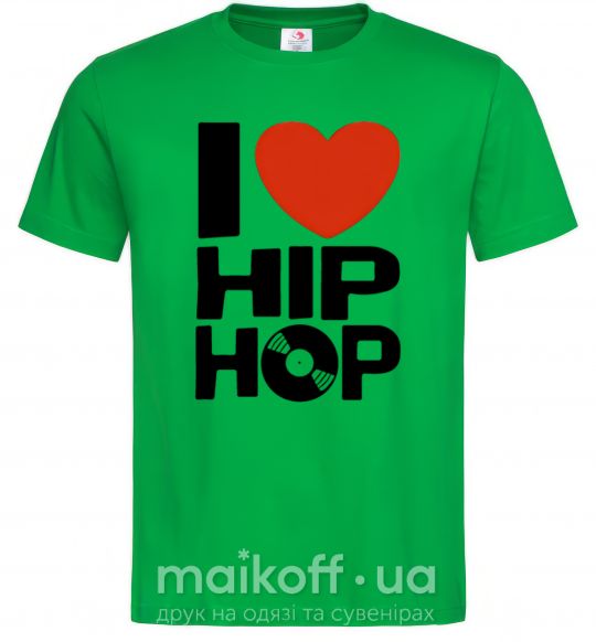 Мужская футболка I love HIP-HOP Зеленый фото