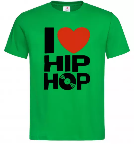Мужская футболка I love HIP-HOP Зеленый фото