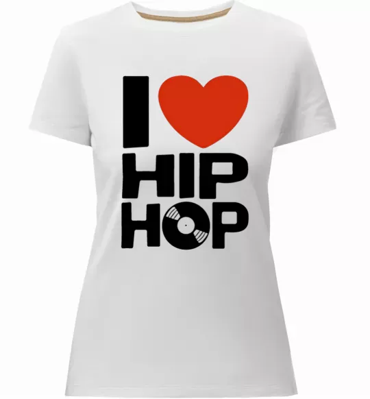 Жіноча преміум футболка I love HIP-HOP Білий фото