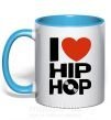 Чашка с цветной ручкой I love HIP-HOP Голубой фото