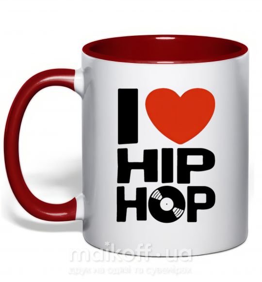Чашка с цветной ручкой I love HIP-HOP Красный фото