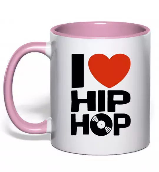 Чашка с цветной ручкой I love HIP-HOP Нежно розовый фото