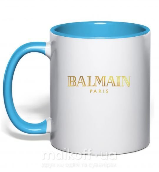 Чашка з кольоровою ручкою Balmain Блакитний фото