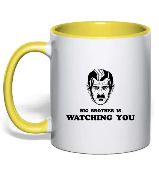 Чашка с цветной ручкой Big brother is watching you Лимонный фото