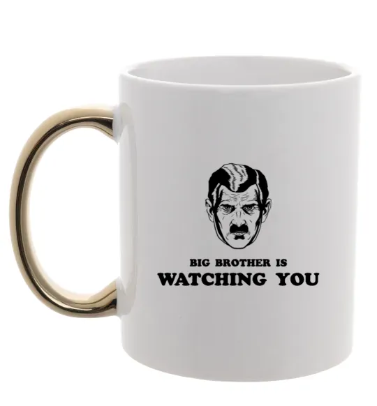 Чашка з кольоровою ручкою Big brother is watching you Золото фото