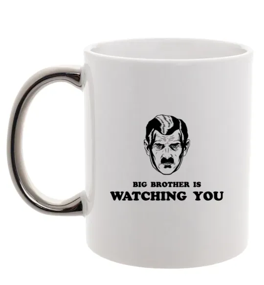 Чашка з кольоровою ручкою Big brother is watching you Срібло фото