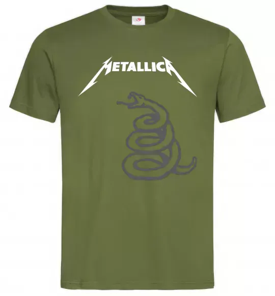 Мужская футболка Metallika snake Оливковый фото