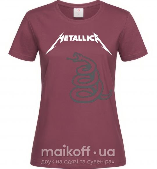 Жіноча футболка Metallika snake Бордовий фото