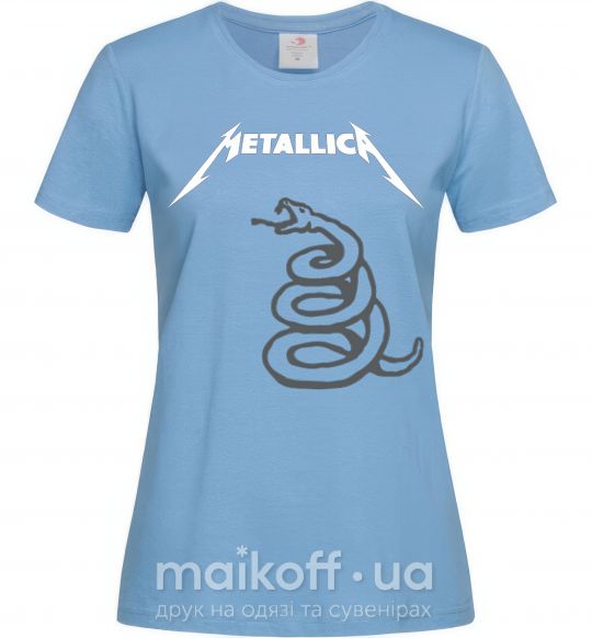 Женская футболка Metallika snake Голубой фото