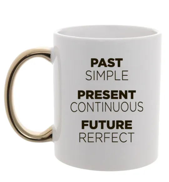 Чашка с цветной ручкой Past present future Золото фото