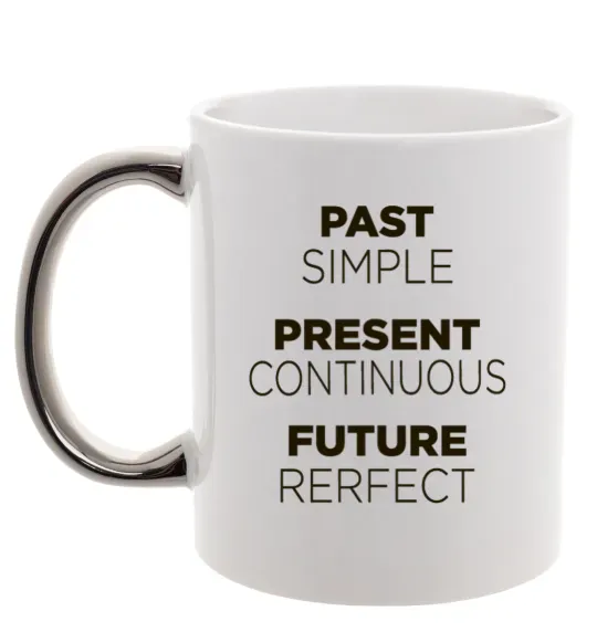 Чашка с цветной ручкой Past present future Серебро фото