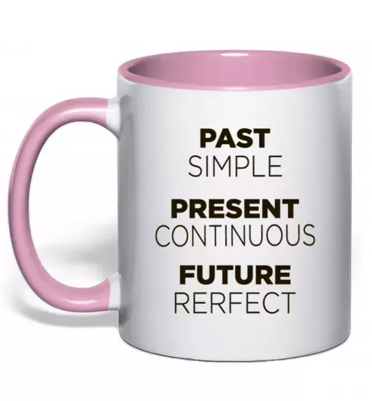Чашка с цветной ручкой Past present future Нежно розовый фото