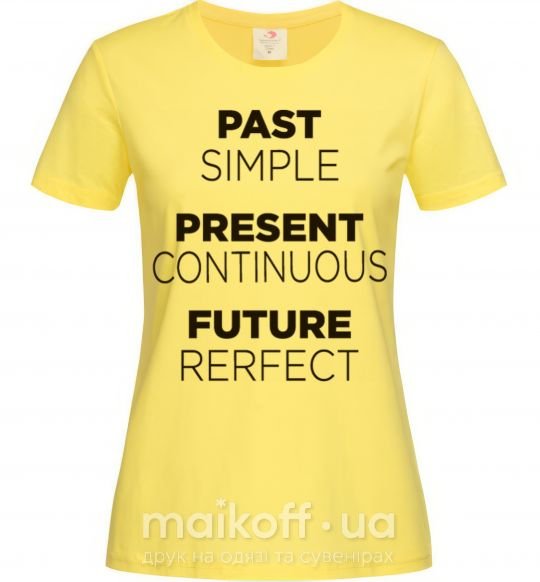 Жіноча футболка Past present future Лимонний фото